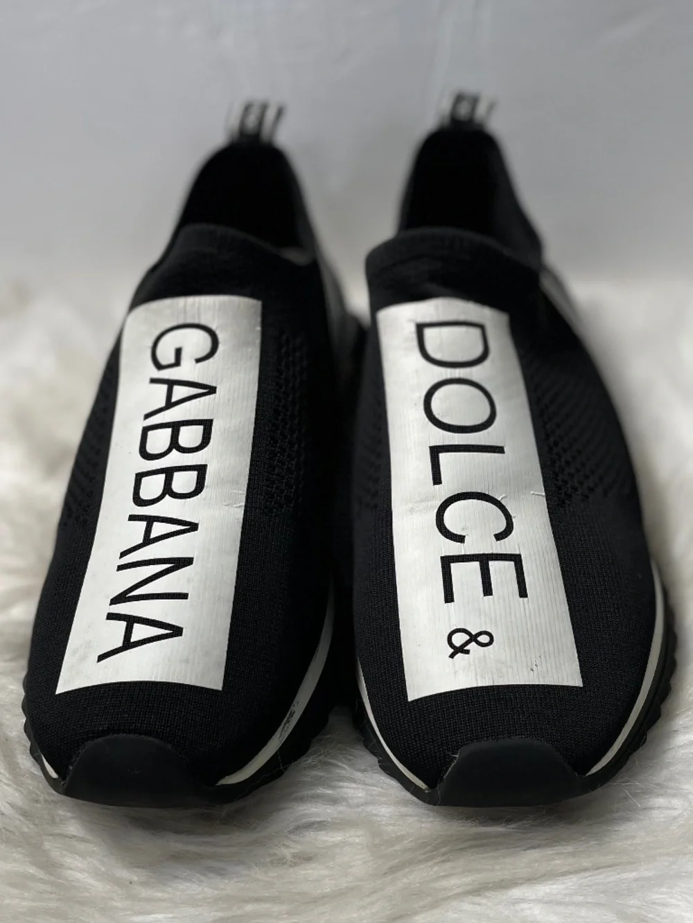 Dolce & Gabbana Black White Slip-on Low Top Comfort Sneaker Mens Shoes 43-44
